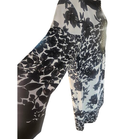 Michael Kors Floral Sequin Sheath Dress Black White 3/4 Sheer Sleeve Sz 14 - Picture 7 of 10